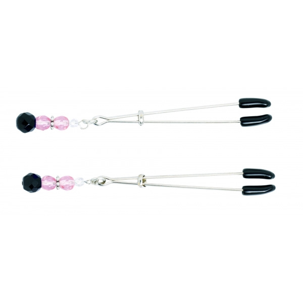 Pink Beaded Tweezer Nipple Clamps