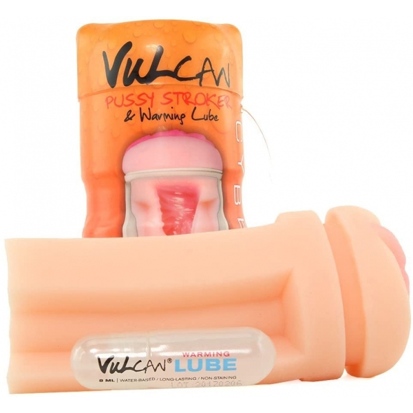 CyberSkin® Vulcan Pussy Stroker with Warming Lube - Cream - Image 3