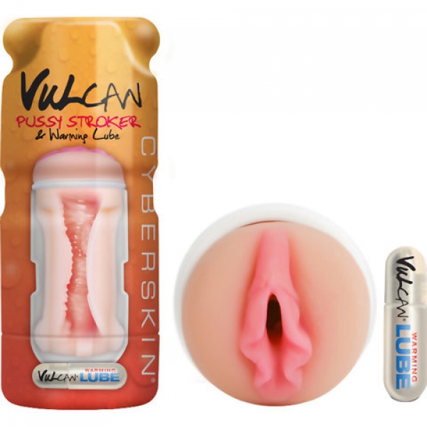 CyberSkin® Vulcan Pussy Stroker with Warming Lube - Cream - Image 4